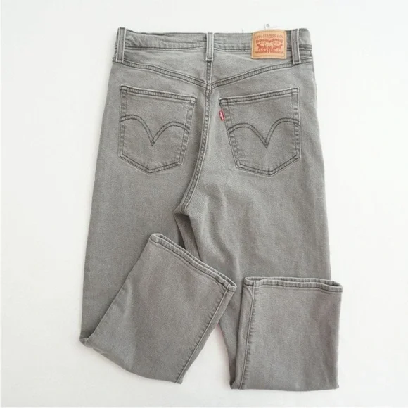 Levi’s W28 (US 8) Ribcage Straight Ankle Women’s Jeans Light Gray Stretch - Picture 8 of 9